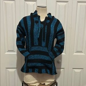 Striped Blue and Black Pullover Hoodie